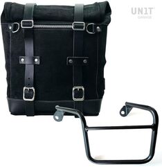 Unitgarage / ユニットガレージ Waxed suede side pannier Scram 22L-30L + Left Subframe Mash, JetBlack | U202+2600SX-JetBlack