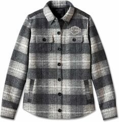 Harley-Davidson Shirt Jacket-Knit, Yarn Dyed Plaid-Black Beauty | 96265-24VW
