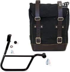 Unitgarage / ユニットガレージ Side Pannier Canvas + Right Subframe Triumph T100 (2017 until now), Black/Brown | U001+1011DX_Black-Brown