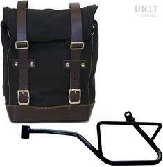 Unitgarage / ユニットガレージ Side Pannier Canvas + Left Subframe Guzzi V7_850, Black/Brown | U001+2216SX-Black-Brown