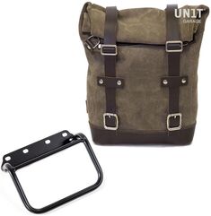 Unitgarage / ユニットガレージ Waxed Suede Side Pannier + subframe R80 G/S, MossGrey | U002+1008-MossGrey