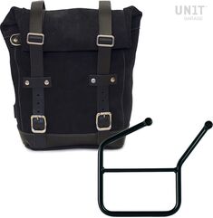 Unitgarage / ユニットガレージ Waxed Suede Side Pannier + Left Subframe HUSQVARNA, JetBlack | U002+3007SX-JetBlack