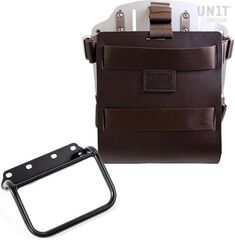 Unitgarage / ユニットガレージ Carrying system in aluminum with adjustable leather front, Quick Release System and frame, Brown/Silver | U085+U000+1008-Brown-Silver