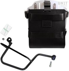 Unitgarage / ユニットガレージ Carrying system in aluminum with adjustable leather front, Quick Release System and frame, Black/Silver | U085+U000+2213DX-Black-Silver