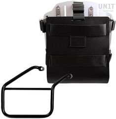 Unitgarage / ユニットガレージ Carrying system in aluminum with adjustable leather front, Quick Release System and frame, Black/Silver | U085+U000+3500DX-Black-Silver