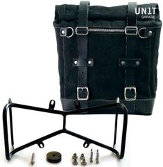 Unitgarage / ユニットガレージ Canvas Side Pannier Scram 22L-30L + Symmetrical Double Subframe NineT, Black/Black | U201+1632+A2-Black-Black