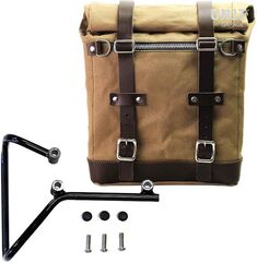 Unitgarage / ユニットガレージ Canvas Side Pannier Scram 22L-30L + Subframe husqvarna svartpilen 701, Beige/Brown | U201+3002-Beige-Brown