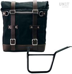 Unitgarage / ユニットガレージ Canvas Side Pannier Scram 22L-30L + Left Subframe Pan America 1250, Black/Brown | U201+3304SX-Black-Brown