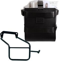 Unitgarage / ユニットガレージ Carrying system in aluminum with adjustable leather front, Quick Release System and frame, Black/Silver | U085+U000+3600DX-Black-Silver