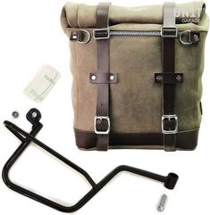 Unitgarage / ユニットガレージ Waxed suede side pannier Scram 22L-30L + Right Subframe Guzzi V7, MossGrey | U202+2213DX-MossGrey