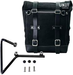 Unitgarage / ユニットガレージ Waxed suede side pannier Scram 22L-30L + Subframe husqvarna svartpilen 701, JetBlack | U202+3002-JetBlack