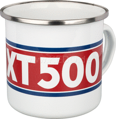 Kedo Nostalgia Cup 'XT500', 300ml, white / red / blue in gift box, enamel with metal edge (handwashing recommended) | 41401