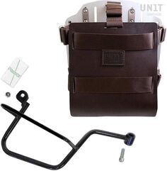 Unitgarage / ユニットガレージ Carrying system in aluminum with adjustable leather front, Quick Release System and frame, Brown/Silver | U085+U000+2213DX-Brown-Silver