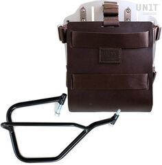 Unitgarage / ユニットガレージ Carrying system in aluminum with adjustable leather front, Quick Release System and frame, Brown/Silver | U085+U000+2504DX-Brown-Silver