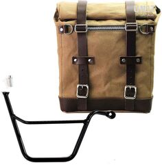 Unitgarage / ユニットガレージ Canvas Side Pannier Scram 22L-30L + Right Subframe Triumph T100 Bonneville (2001-2016), Beige/Brown | U201+1005DX-Beige-Brown