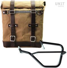 Unitgarage / ユニットガレージ Canvas Side Pannier Scram 22L-30L + Left Subframe Yamaha, Beige/Brown | U201+2504SX-Beige-Brown