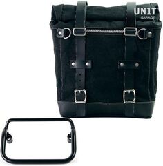 Unitgarage / ユニットガレージ Canvas Side Pannier Scram 22L-30L + R18 frame for Fishtail exhaust, Black/Black | U201+3401-Black-Black