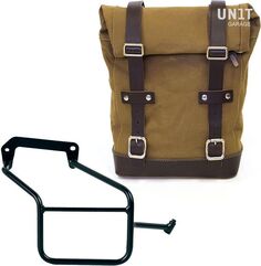 Unitgarage / ユニットガレージ Side Pannier Canvas + Right Subframe Aprilia Tuareg 660, Beige/Brown | U001+3600DX-Beige-Brown