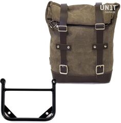 Unitgarage / ユニットガレージ Side bag in split leather + Universal frame, MossGrey | U002+1006-MossGrey