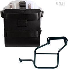 Unitgarage / ユニットガレージ Carrying system in aluminum with adjustable leather front, Quick Release System and frame, Black/Silver | U085+U000+3600SX-Black-Silver