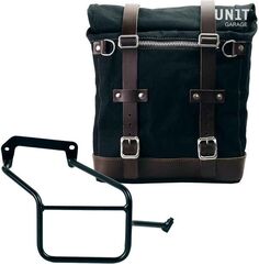 Unitgarage / ユニットガレージ Canvas Side Pannier Scram 22L-30L + Right Subframe Aprilia Tuareg 660, Black/Brown | U201+3600DX-Black-Brown