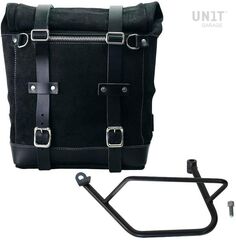 Unitgarage / ユニットガレージ Waxed suede side pannier Scram 22L-30L + Left Subframe Kawasaki Z900RS, JetBlack | U202+1021SX-JetBlack