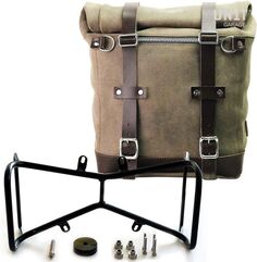 Unitgarage / ユニットガレージ Waxed suede side pannier Scram 22L-30L + Symmetrical Double Subframe NineT, MossGrey | U202+1632+A2-MossGrey