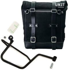 Unitgarage / ユニットガレージ Waxed suede side pannier Scram 22L-30L + Right Subframe Guzzi V7, JetBlack | U202+2213DX-JetBlack