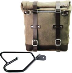 Unitgarage / ユニットガレージ Waxed suede side pannier Scram 22L-30L + Right Subframe Guzzi V9 Bobber, MossGrey | U202+2250DX-MossGrey