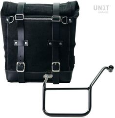 Unitgarage / ユニットガレージ Waxed suede side pannier Scram 22L-30L + Left Subframe Yamaha, JetBlack | U202+3208SX-JetBlack