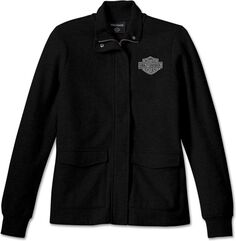 Harley-Davidson Women'S Hill Climber Crew Zip Front Fleece Jacket, Black Beauty | 96670-23VW