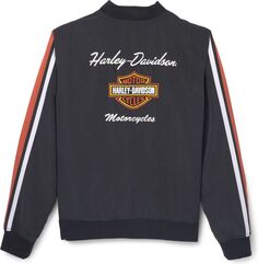 Harley-Davidson Women'S Iconic Sleeve Stripe Matte Satin Bomber Jacket, Black Beauty | 97404-22VW