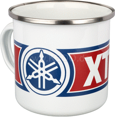 Kedo Nostalgia Cup 'XT350', 300ml, white / red / blue in gift box, enamel with metal edge (handwashing recommended) | 41493