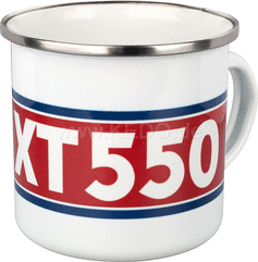 Kedo Nostalgia Cup 'XT550', 300ml, white / red / blue in gift box, enamel with metal edge (handwashing recommended) | 41488