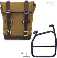 Unitgarage / ユニットガレージ Side pannier Canvas + Left subframe Ducati Scrambler 1100, Beige/Brown | U001+1010SX_Beige-Brown