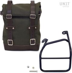 Unitgarage / ユニットガレージ Side pannier Canvas + Left subframe Ducati Scrambler 1100, Green/Brown | U001+1010SX_Green-Brown