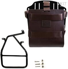 Unitgarage / ユニットガレージ Carrying system in aluminum with adjustable leather front, Quick Release System and frame, Brown/Black | U085+U000+1620-Brown-Black