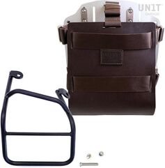 Unitgarage / ユニットガレージ Carrying system in aluminum with adjustable leather front, Quick Release System and frame, Brown/Silver | U085+U000+1010DX-Brown-Silver