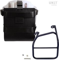 Unitgarage / ユニットガレージ Carrying system in aluminum with adjustable leather front, Quick Release System and frame, Black/Silver | U085+U000+1010SX-Black-Silver