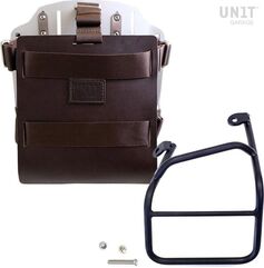 Unitgarage / ユニットガレージ Carrying system in aluminum with adjustable leather front, Quick Release System and frame, Brown/Silver | U085+U000+1010SX-Brown-Silver