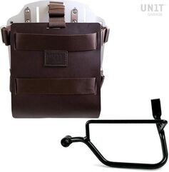 Unitgarage / ユニットガレージ Carrying system in aluminum with adjustable leather front, Quick Release System and frame Street Twin 900 (2016 until now), Brown/Silver | U085+U000+1017SX-Brown-Silver