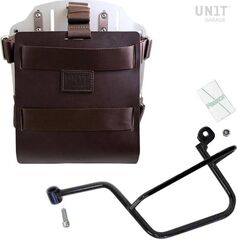 Unitgarage / ユニットガレージ Carrying system in aluminum with adjustable leather front, Quick Release System and frame, Brown/Silver | U085+U000+2213SX-Brown-Silver