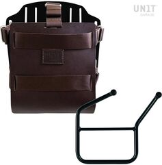 Unitgarage / ユニットガレージ Carrying system in aluminum with adjustable leather front, Quick Release System and frame, Brown/Black | U085+U000+3007SX-Brown-Black