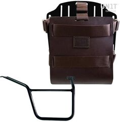 Unitgarage / ユニットガレージ Carrying system in aluminum with adjustable leather front, Quick Release System and frame Pan America 1250, Brown/Black | U085+U000+3304DX-Brown-Black