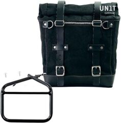 Unitgarage / ユニットガレージ Canvas Side Pannier Scram 22L-30L + Left subframe Ducati Scrambler Series, Black/Black | U201+1007-Black-Black