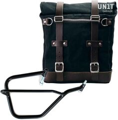 Unitgarage / ユニットガレージ Canvas Side Pannier Scram 22L-30L + Right Subframe Yamaha, Black/Brown | U201+2504DX-Black-Brown