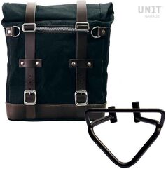 Unitgarage / ユニットガレージ Canvas Side Pannier Scram 22L-30L + Left Subframe husqvarna 401 (2020 until now), Black/Brown | U201+3003SX-Black-Brown