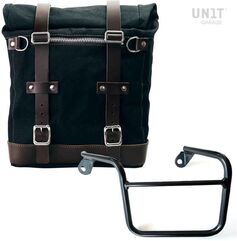 Unitgarage / ユニットガレージ Canvas Side Pannier Scram 22L-30L + Left Subframe Mash, Black/Brown | U201+2600SX-Black-Brown