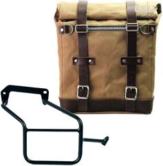 Unitgarage / ユニットガレージ Canvas Side Pannier Scram 22L-30L + Right Subframe Aprilia Tuareg 660, Beige/Brown | U201+3600DX-Beige-Brown