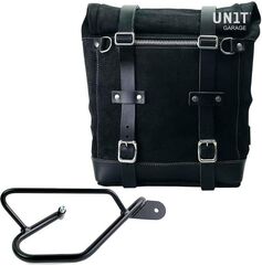 Unitgarage / ユニットガレージ Waxed suede side pannier Scram 22L-30L + Right Subframe Guzzi V9 Bobber, JetBlack | U202+2250DX-JetBlack